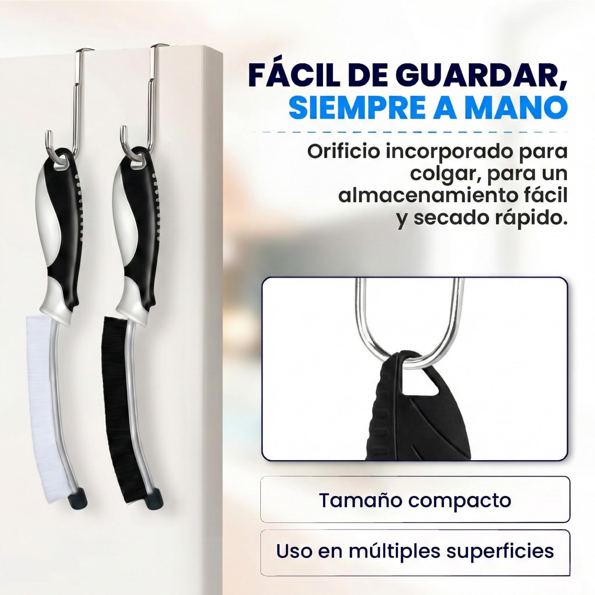 Cepillos Limpieza Hogar 3 Pack – Cepillo para Limpiar Juntas con Cerdas Duras y Rascador – Cepillo Limpia Juntas de Azulejos, Moho y Grietas – Cepillo Limpieza Ducha, Baño y Cocina