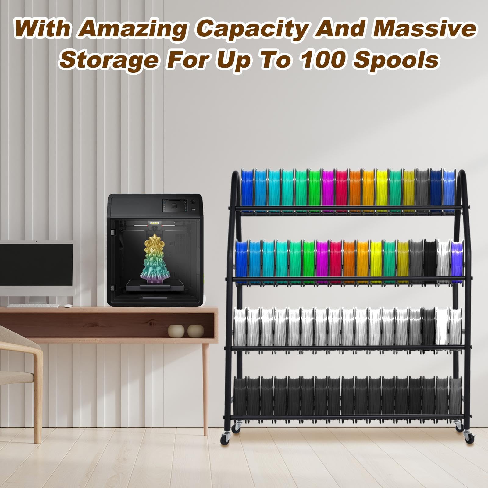 Supporto Porta-filanti Da 100 Pezzi, Supporto Porta-bobina Mobile Per Stampante 3D, Ripiano In Metallo Resistente Per ABS/PLA/TPU/Nylon, Accessori Per Stampa 3D Per Studio, Ufficio E Officina