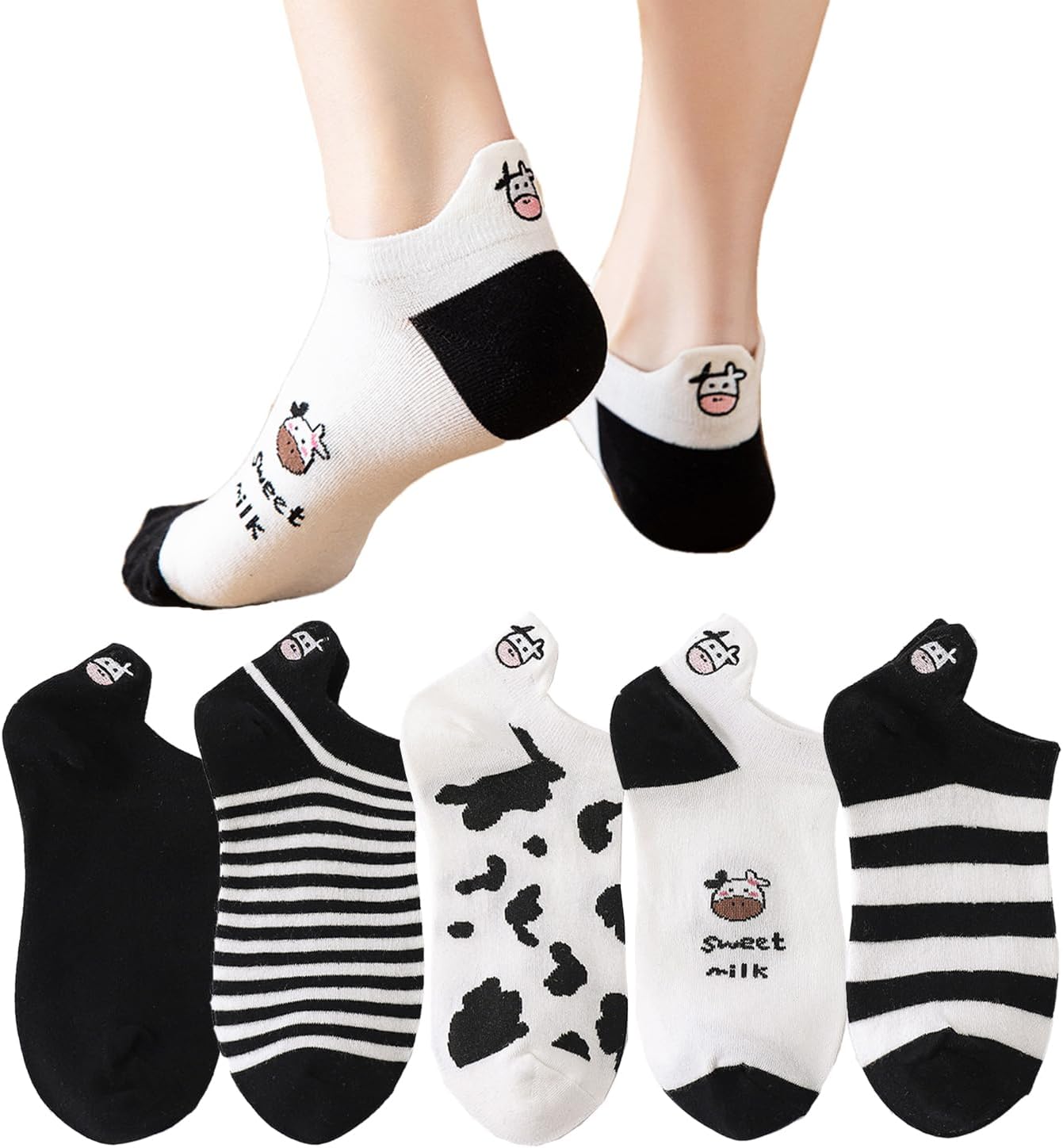 Benefeet Sox Cute No Show Socks for Women Girls Fun Patterned Cotton Low Cut Liner Socks for Loafers Flats