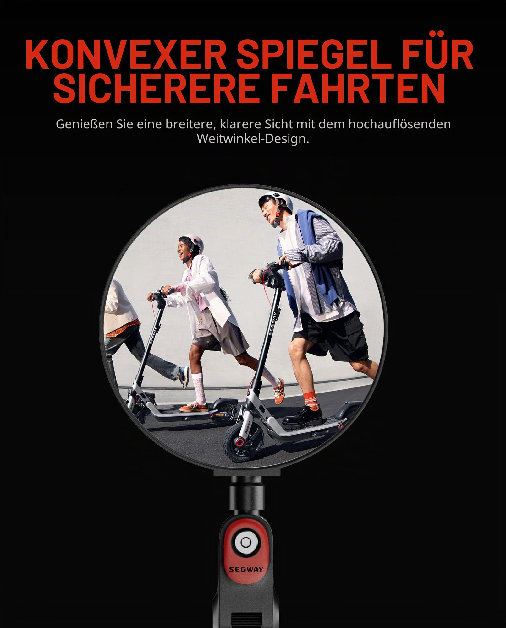 Verstellbare Rückspiegel mit 360°-Drehung (2er-Set) Kompatibel mit allen Segway Ninebot MAX G30 G2 G3 ZT3 Pro GT3 F3 E3 Rollern (außer Air T15), Großwinkelspiegel, HD-Glas, Originalzubehör