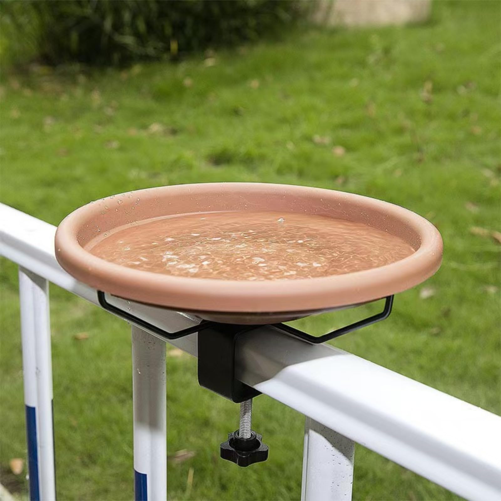 Bagnetto per uccelli per balcone e giardino, ciotola regolabile per uccelli da appendere, resistente al gelo, per ringhiere del balcone, montato sul ponte, per ringhiere del terrazzo, balcone, cortile