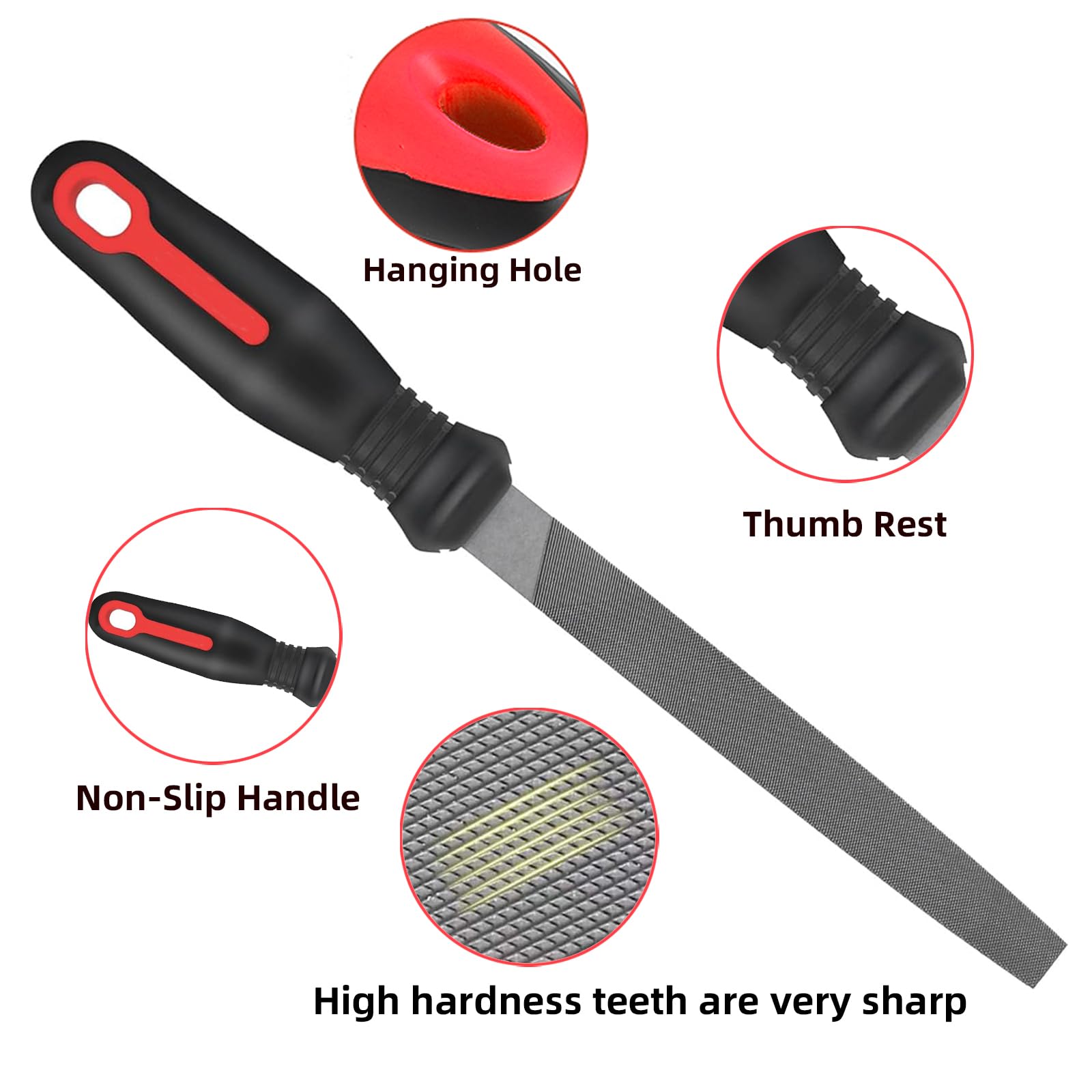 NORTOOLS 19 PCS Flat Half Round Round for Triangle Files Needle Files Set for Metal
