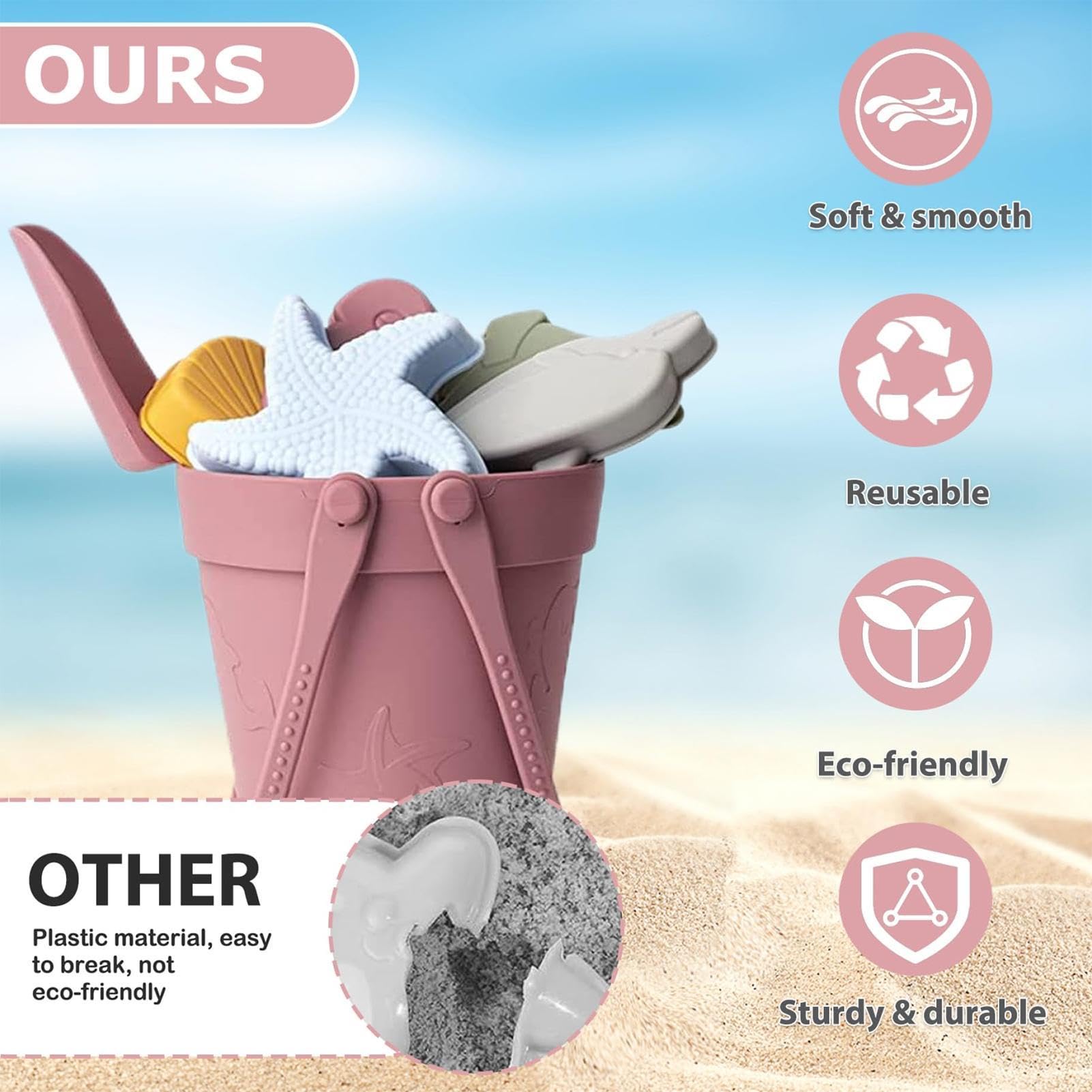 Générique Jeux de Plage Seau Pelle et Moules Animaux en Silicone