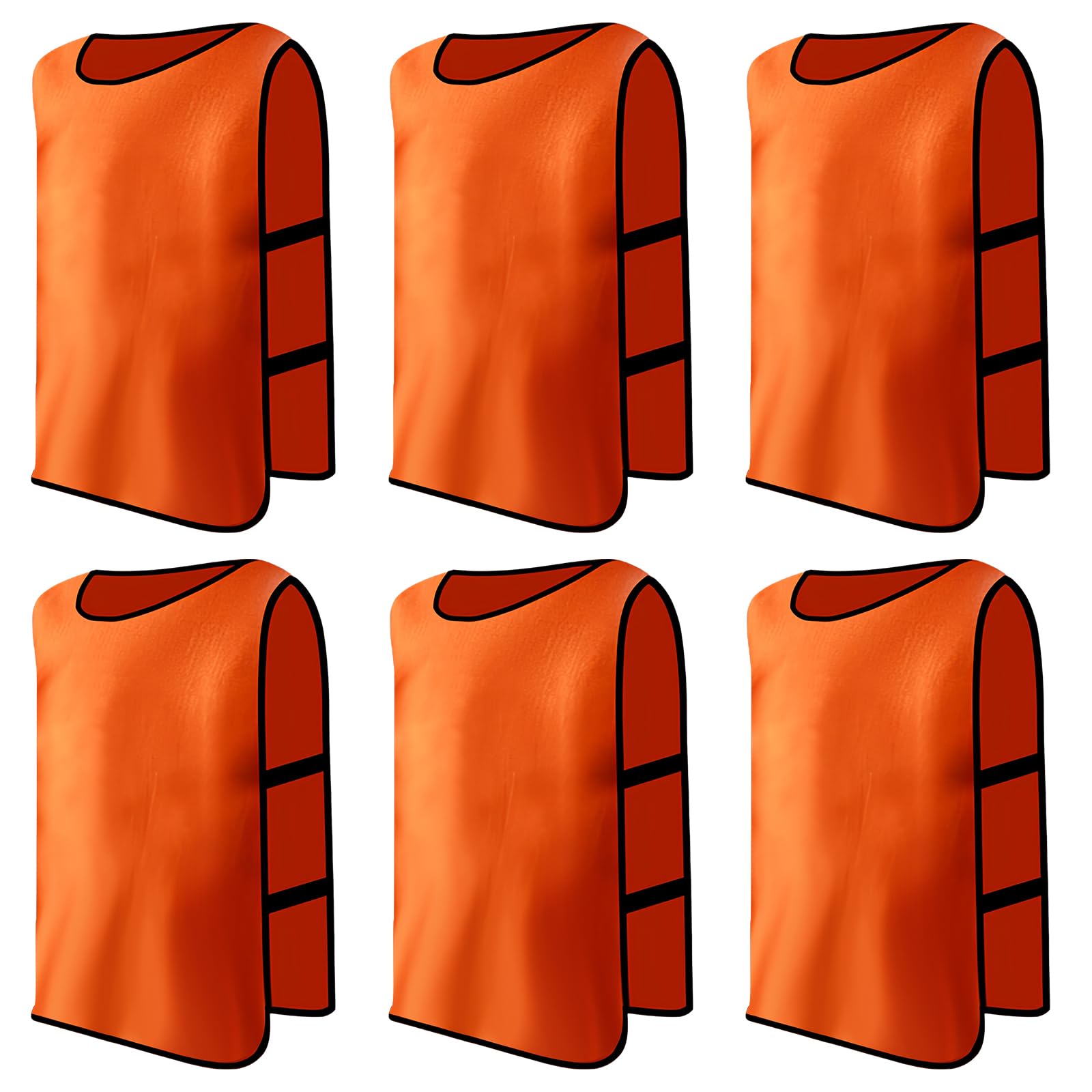 Peto Deportivo para Niños 6 Piezas Chaleco de Entrenamiento Fútbol Netball Rugby Baloncesto Naranja