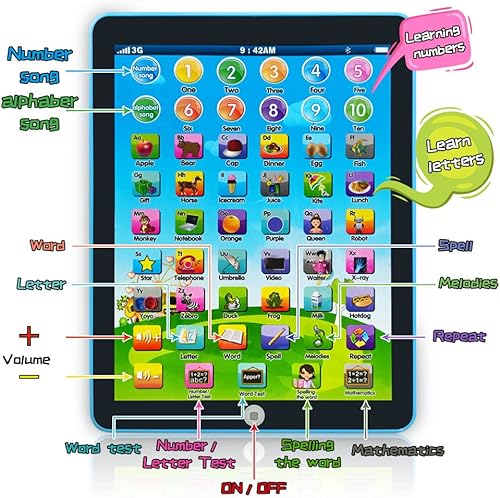 Miniatura 3 de GAGINAN Almohadilla de aprendizaje para niños, juguetes interactivos para niños con palabras, números, alfabetos, música, inglés, juguete educativo