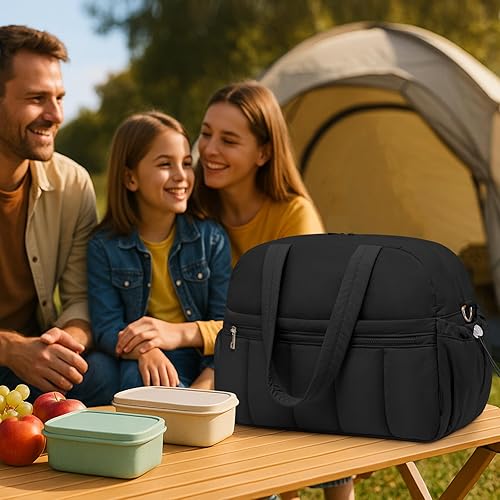 Miniatura 6 de Bolsa tote de almuerzo para mujeres, bolsa para laptop de 15.6 pulgadas con compartimento aislado para el almuerzo, tote de trabajo grande acolchado