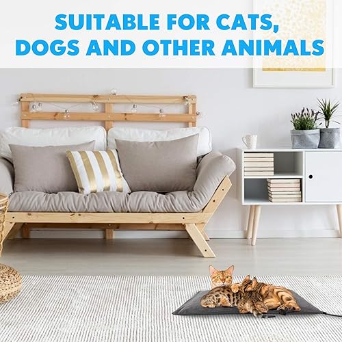Miniatura 7 de Almohadillas de calefacción para mascotas al aire libre para perro, manta eléctrica suave control de temperatura automático, superficie calentada