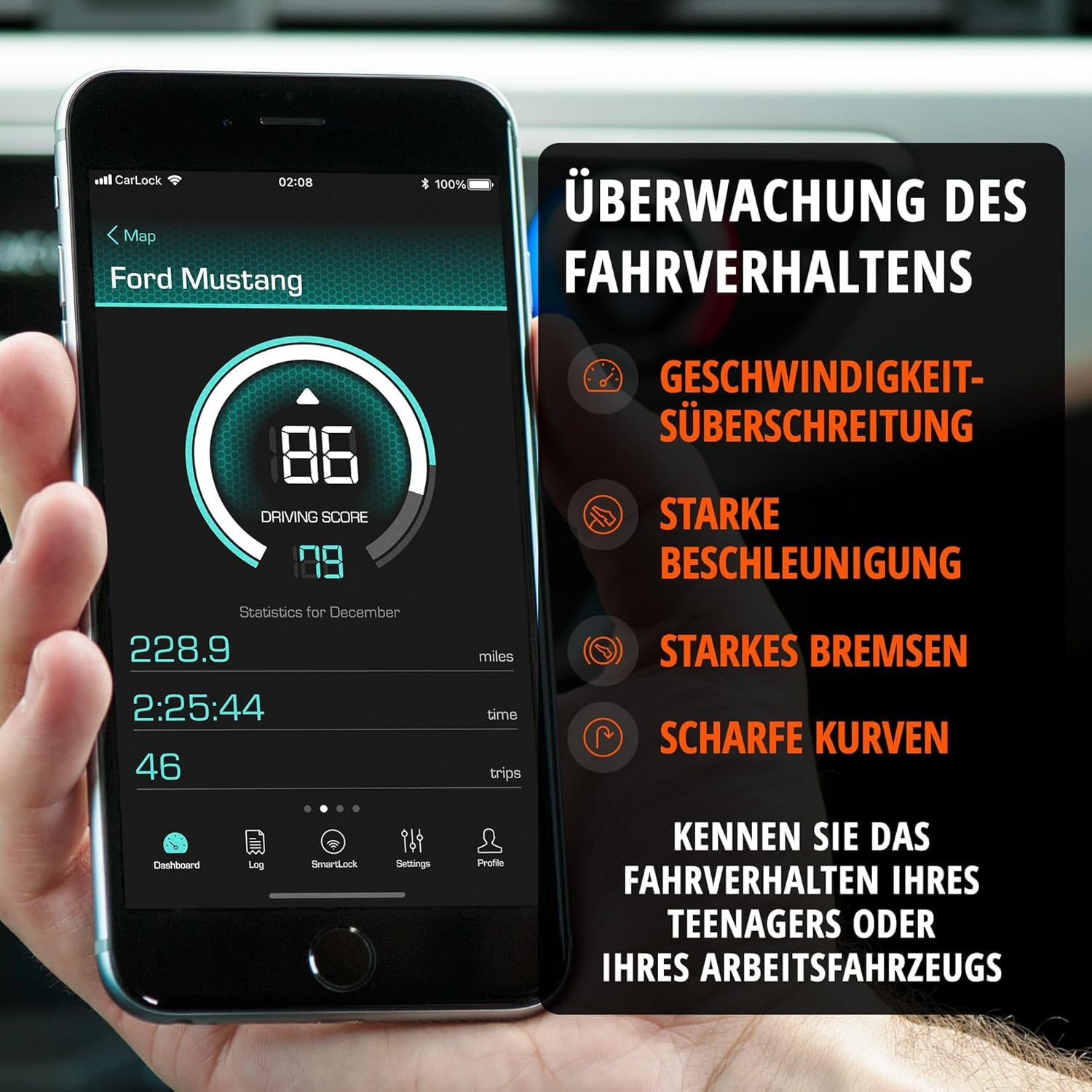 Carlock Basic - GPS Tracker Auto Alarmanlage. Digitales Ortungsgerät mit Smartphone App. Sender verfolgt Ihr Auto mühelos in Echtzeit, Peilsender benachrichtigt sofort bei verdächtigem Verhalten