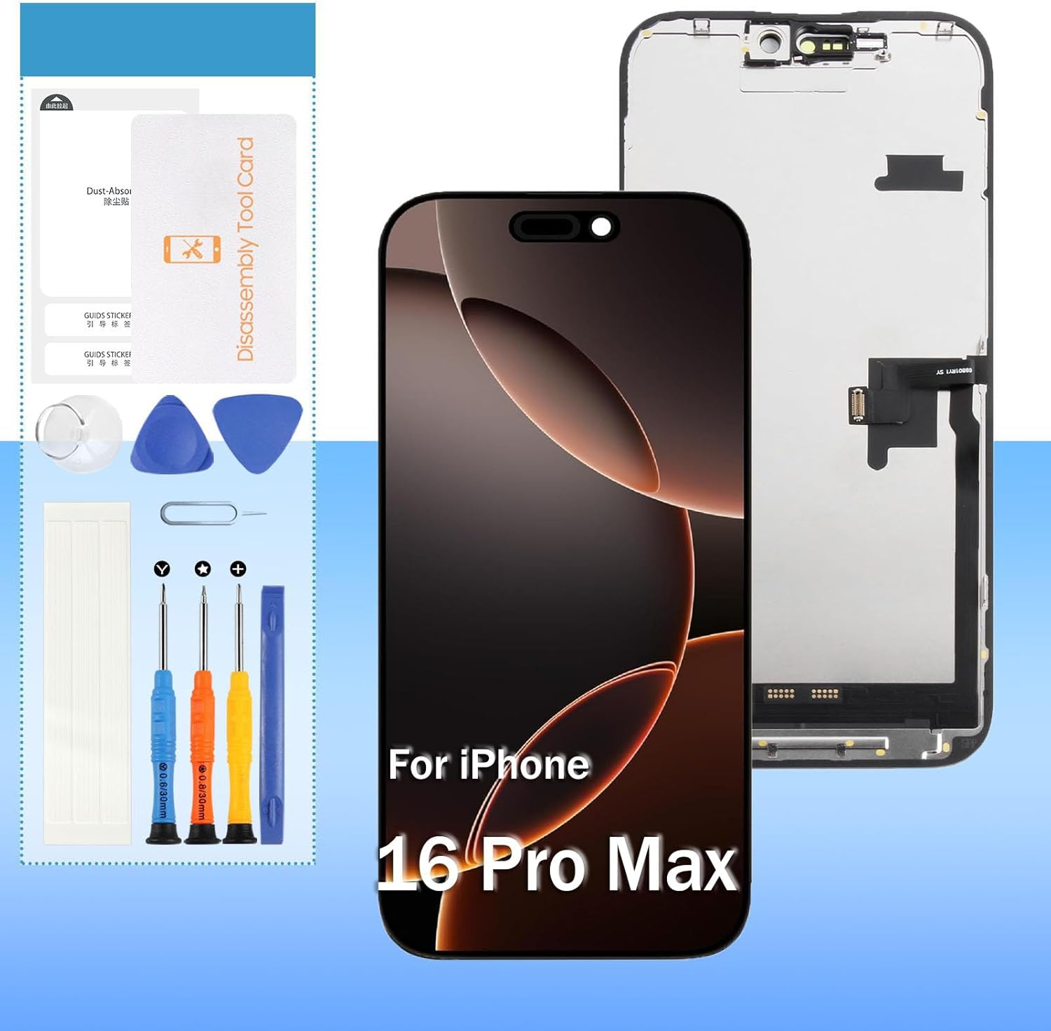 Yondista Screen Replacement for iPhone 16 Pro Max 6.9″ A3296, A3084, A3295, A3297 LCD Display Touch Digitizer with True Tone, Face ID Support, 3D Touch + Repair Tools (Not Original) Yondista Screen Replacement for iPhone 16 Pro Max 6.9″ A3296, A3084, A3295, A3297 LCD Display Touch Digitizer with True Tone, Face ID Support, 3D Touch + Repair Tools (Not Original)