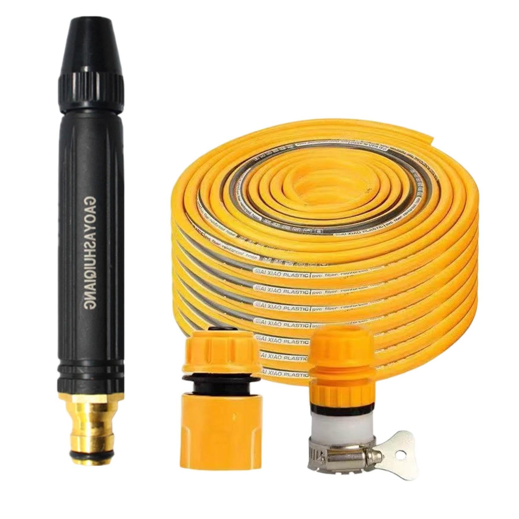 Home High Pressure Water Gun with Booster Nozzle, Metal Jet Wash Gun for Car Cleaning, Adjustable Hose Nozzle Sprayer with Jet, Mist and Shower Modes for Patio and Lawn Maintenance (Black_10m)