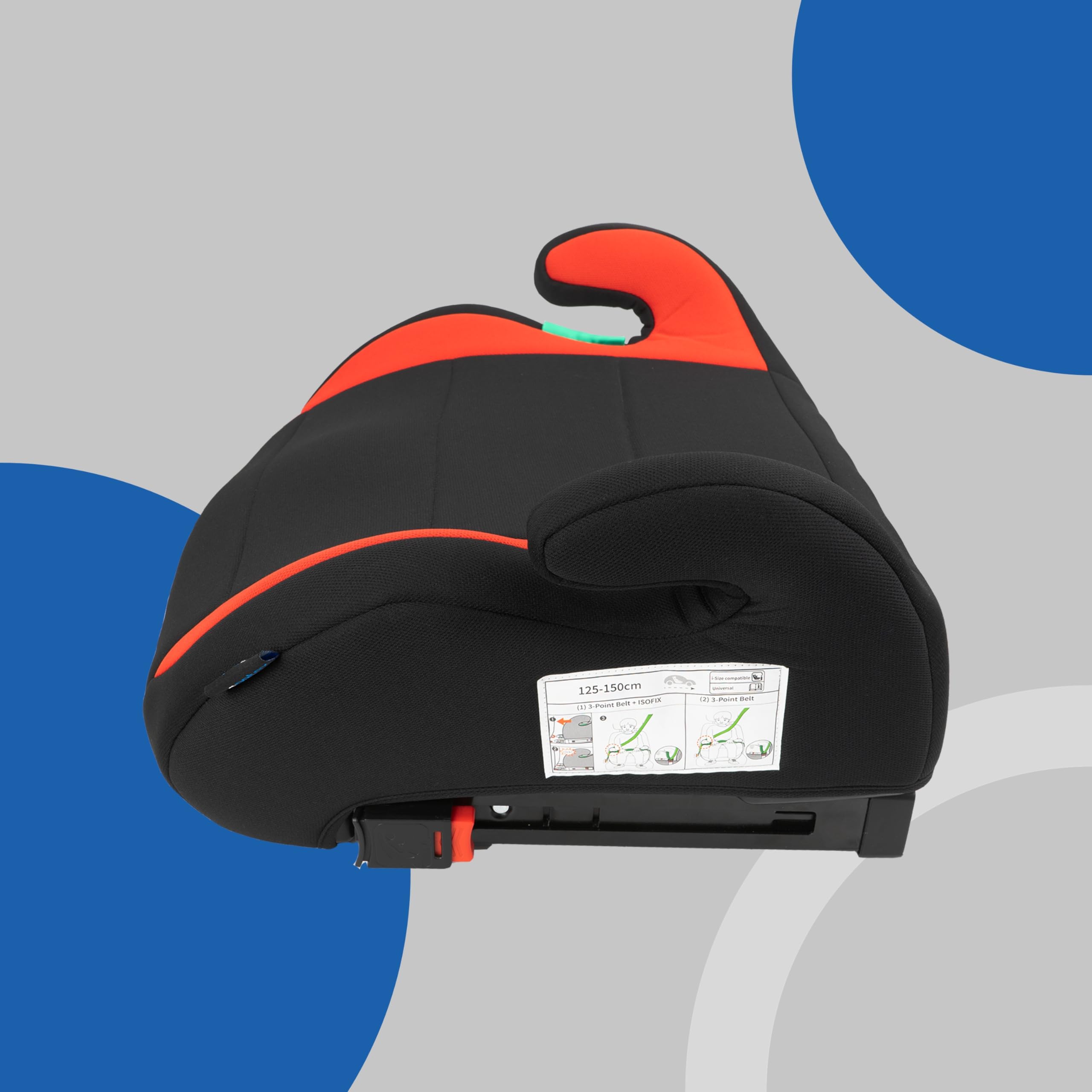 PETEX Podwyższenie fotelika samochodowego z Isofix - Max Plus, i-Size ECE R129, ok. 7 do 12 lat, dla wzrostu od 125 do 150 cm, podwyższenie siedzenia, czerwone