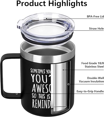 Miniatura 2 de Cpskup Regalos de agradecimiento para hombres, taza de café aislada de acero inoxidable con asa, regalos inspiradores de agradecimiento para