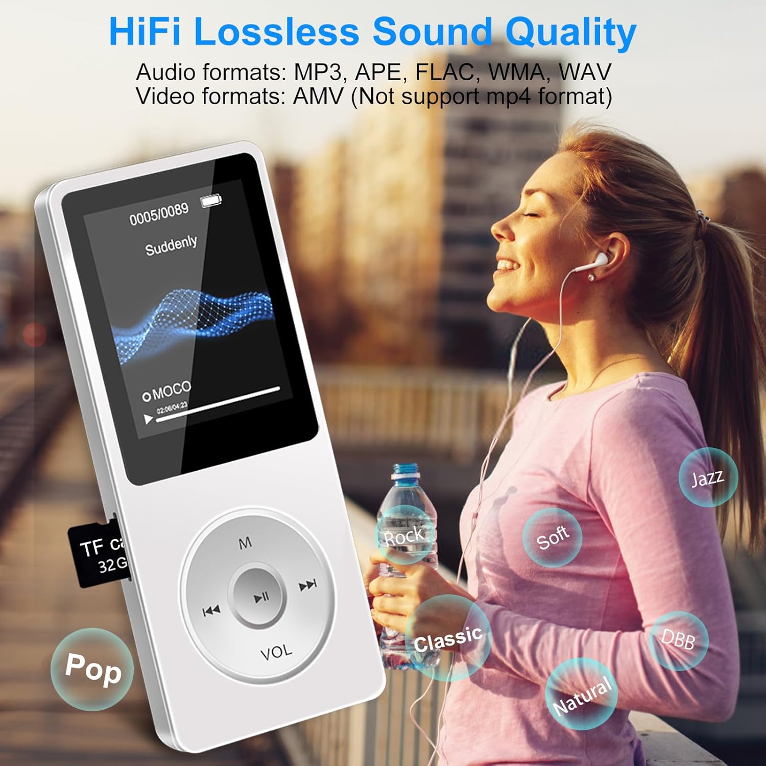 Aigital MP3 Player with Bluetooth and 32GB TF Card, HiFi Music Player with Built-in Speaker and Earphones, Multifunctional MP3 Players with FM/Recording/E-Book/Video, Supports Expanded Up to 128GB - Image 4