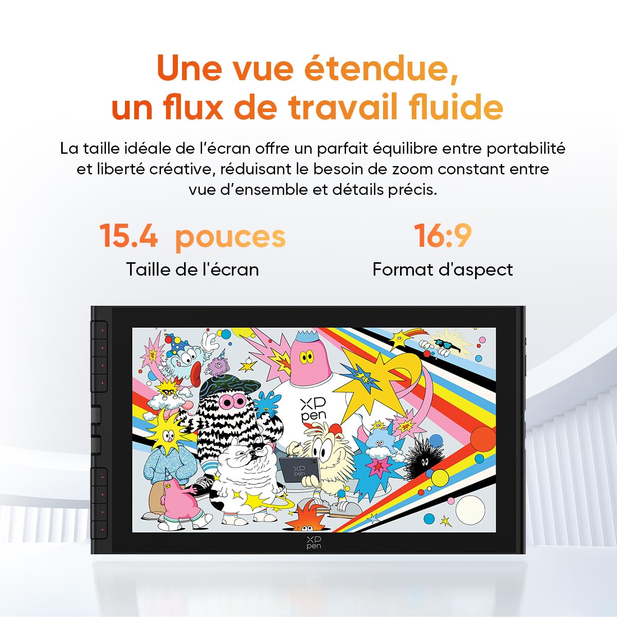 XPPen Artist 16 3rd Tablette graphique avec Écran 15,4" | X4 Stylet 16K Niveaux | Molette + 8 Raccourcis | Support Fourni |Tablette Dessin Portable Compatible avec Windows macOS Android ChromeOS Linux