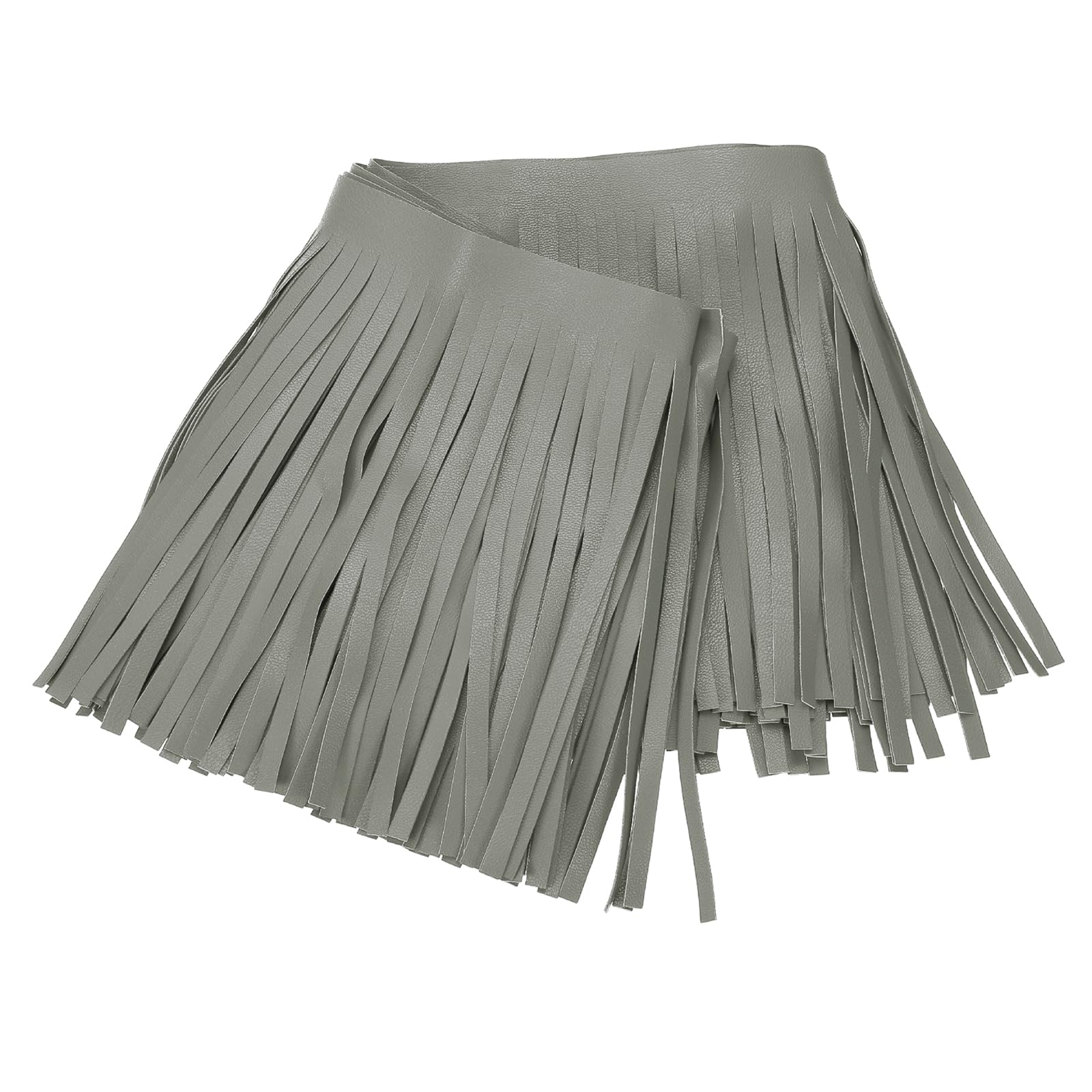 Ruban à franges cuir synthétique gris 15cm pour sac et vêtement