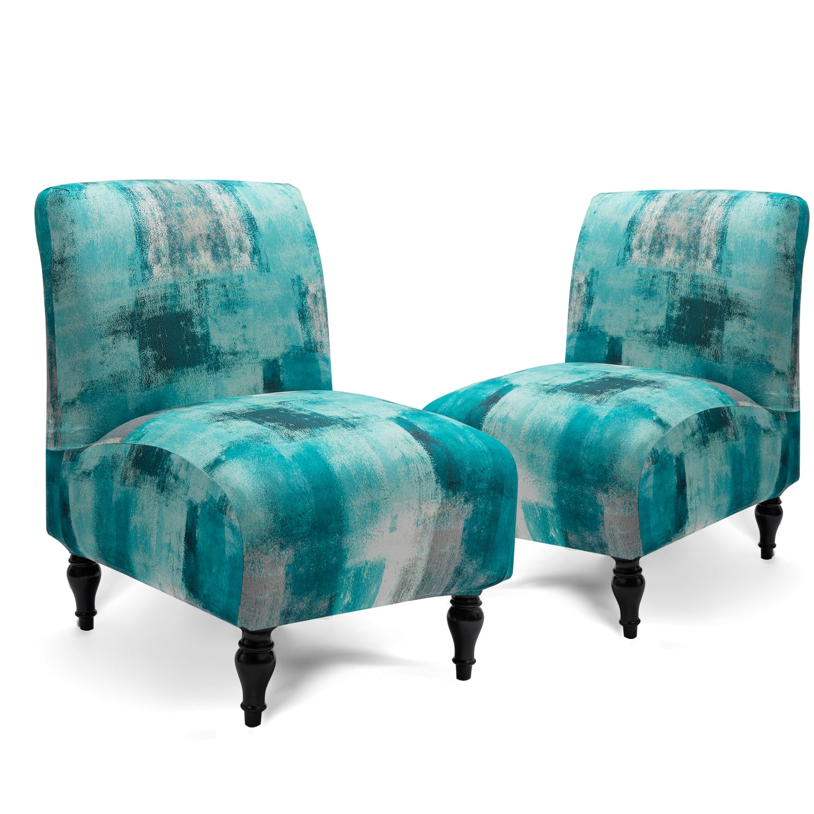 Iauddy Armless Accent Slipper Chair Cover Slipcover,Stretch Spandex Jacquard Fabric Small Checks,Non-Slip Sofa Couch Cover Furniture Protector (