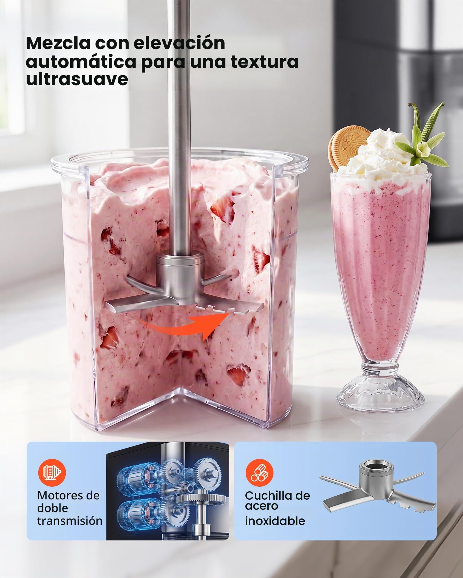 VEVOR Máquina para Hacer Helados 800 W, Heladera Casera con 7 Modos Preestablecidos, 2 Vasos de 0,5 L, Función de Mezcla con Un Solo Toque, para Preparar Gelato, Sorbete, Batido, Yogur Helado