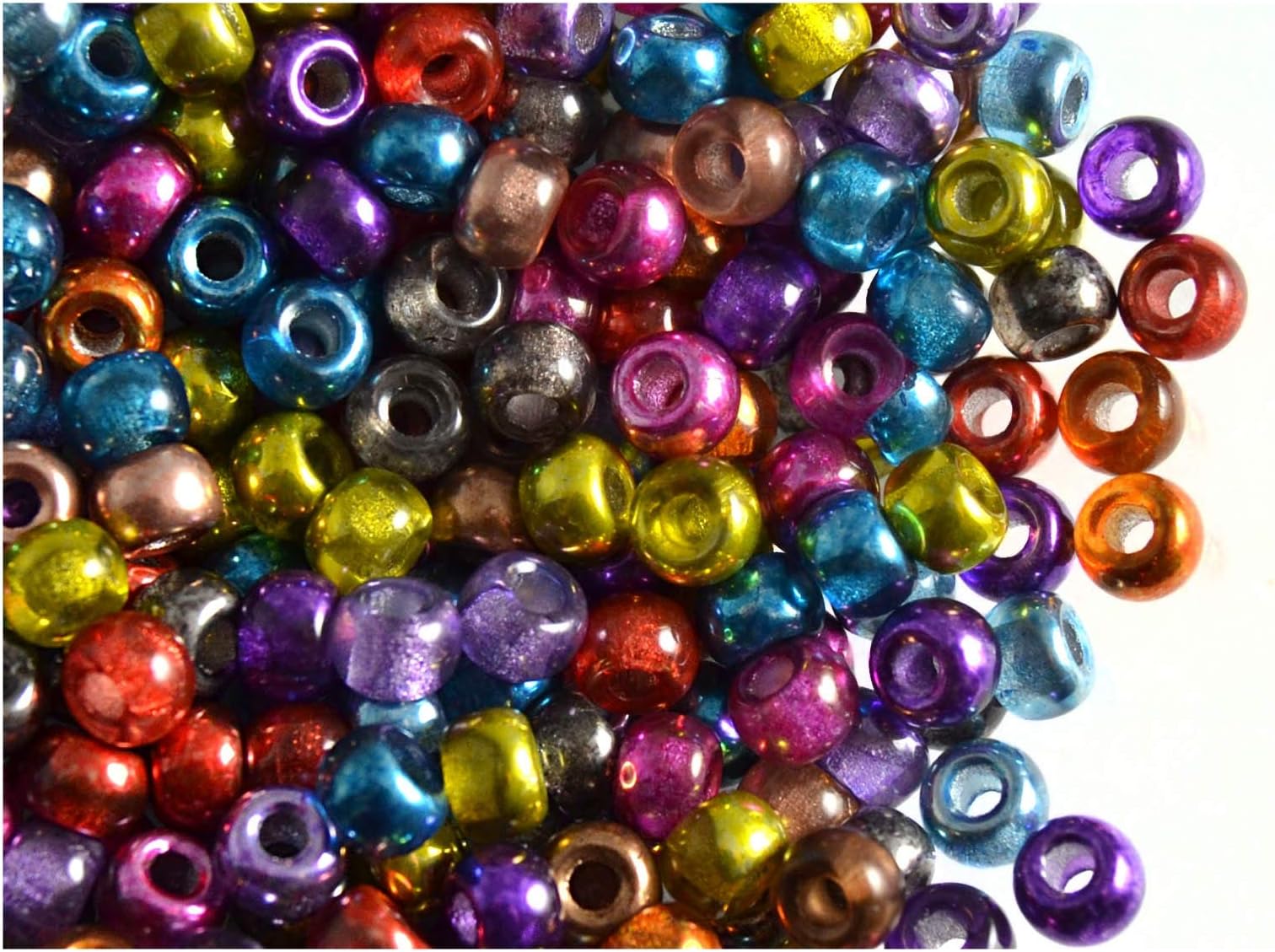 50 Pieces Pony Beads - Czech Pressed Glass Beads in Shape Roller 5.5mm, Semi-Apollo Mix