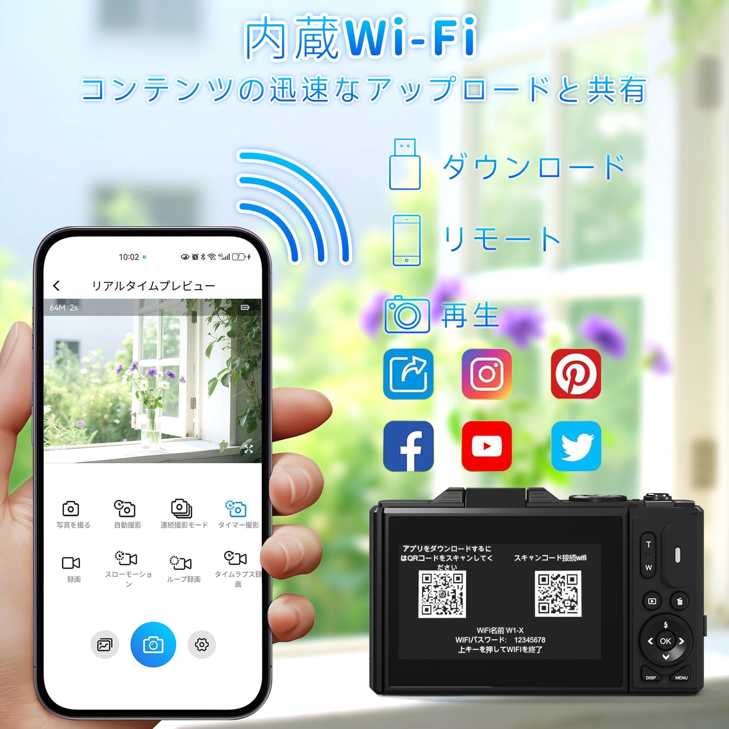 Amazon | SRVR コンパクトデジカメ 5K/75MP Wi-Fi転送 — 修学旅行