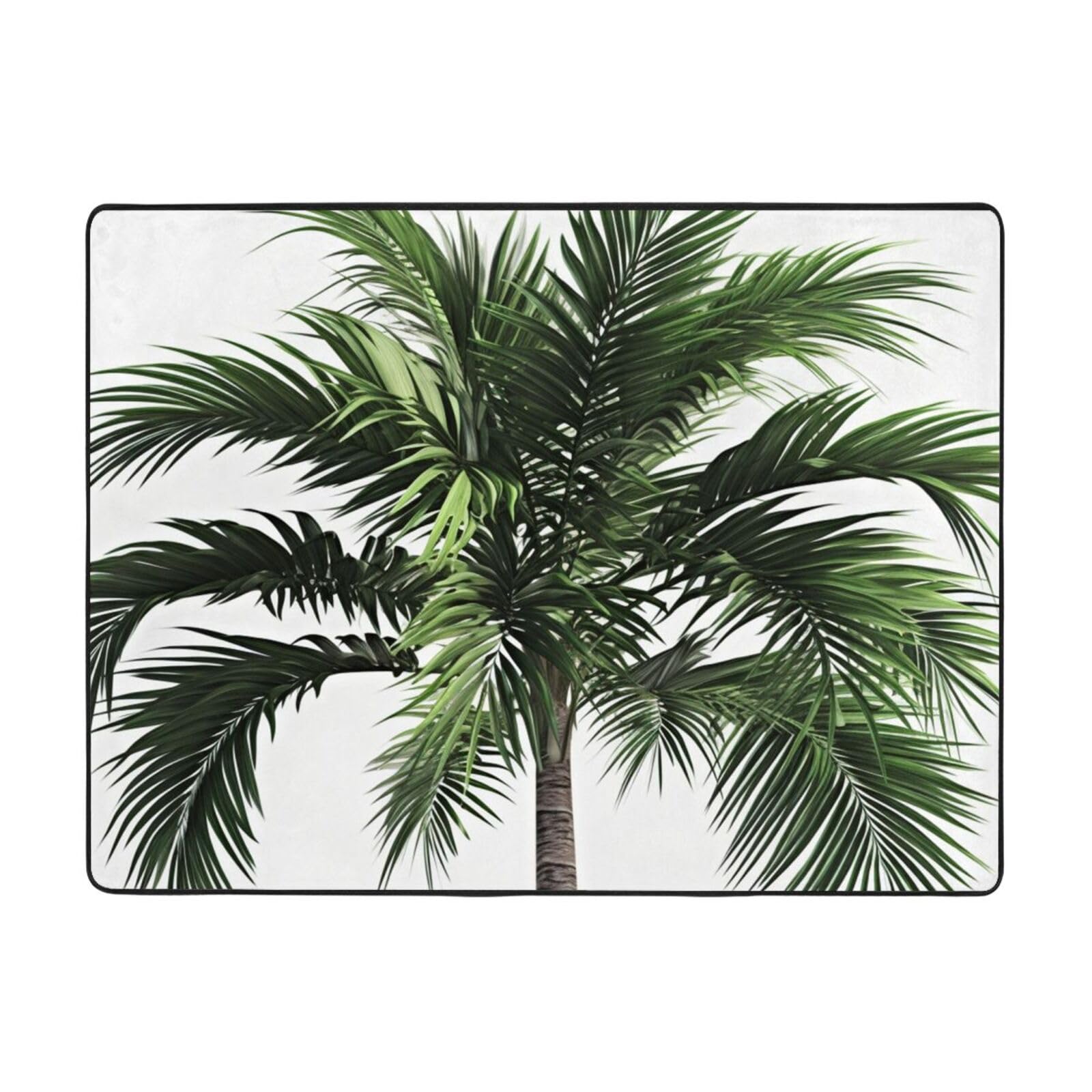 Tapis de sol imprimé palmier grand tapis lavable et antidérapant pour chambre