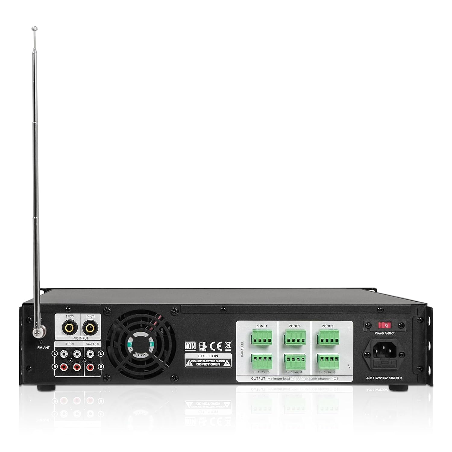 Sound Town 3-Zone 6-Ch x 130W Low-Impedance Class-AB Commercial Power Amplifier with Bluetooth for Restaurants, Bars, Pubs, Schools, Warehouses (STCA-6130)