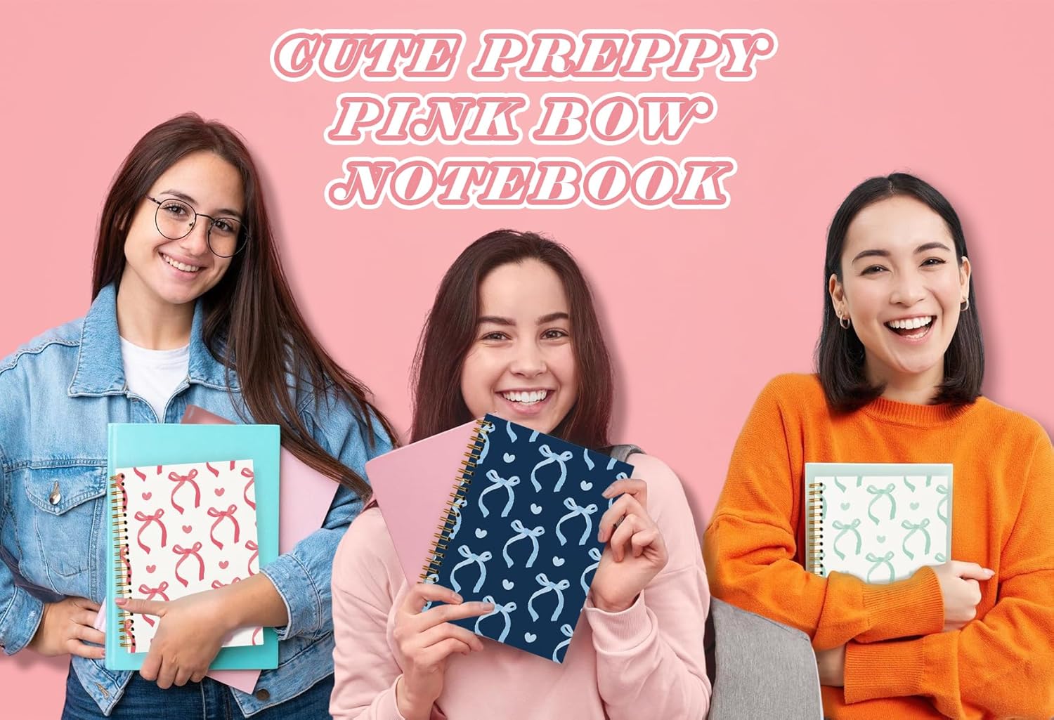 QUICQOD Journal for Teens Girls, Cute Preppy Coquette Spiral Notebook Journal Diary School Supplies, Cute Notebooks for Women, Hardcover Spiral Notebook 5.5x8.3 Inch - Image 2