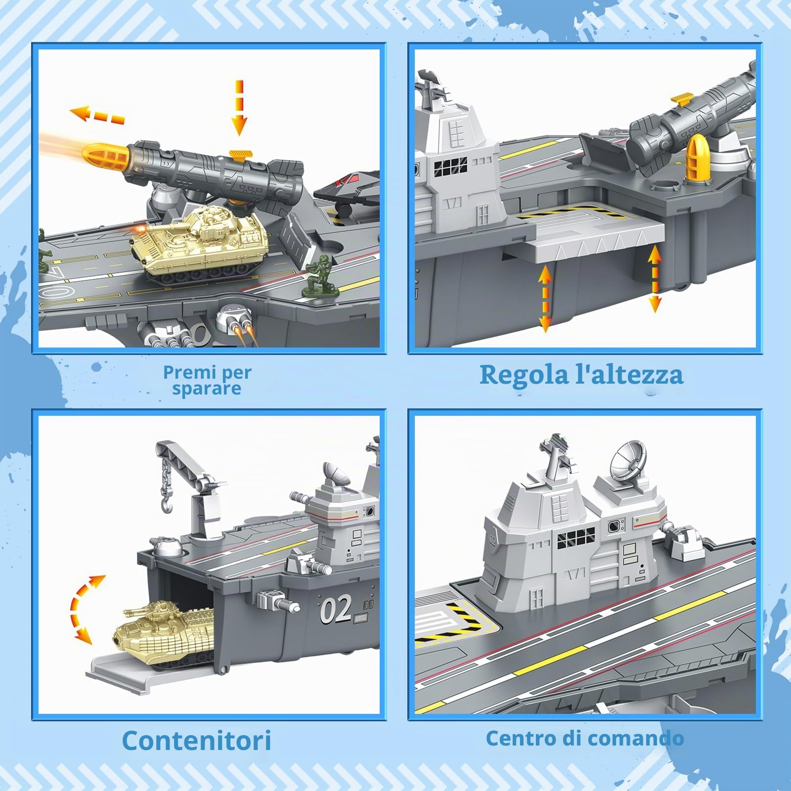 deAO Battaglia Navale Giocattolo Bambini, Sottomarino Barca Elicottero Giocattolo Battaglia Navale Mini simulazioni Militari Giocattoli di Auto Militare Regalo i Ragazzi