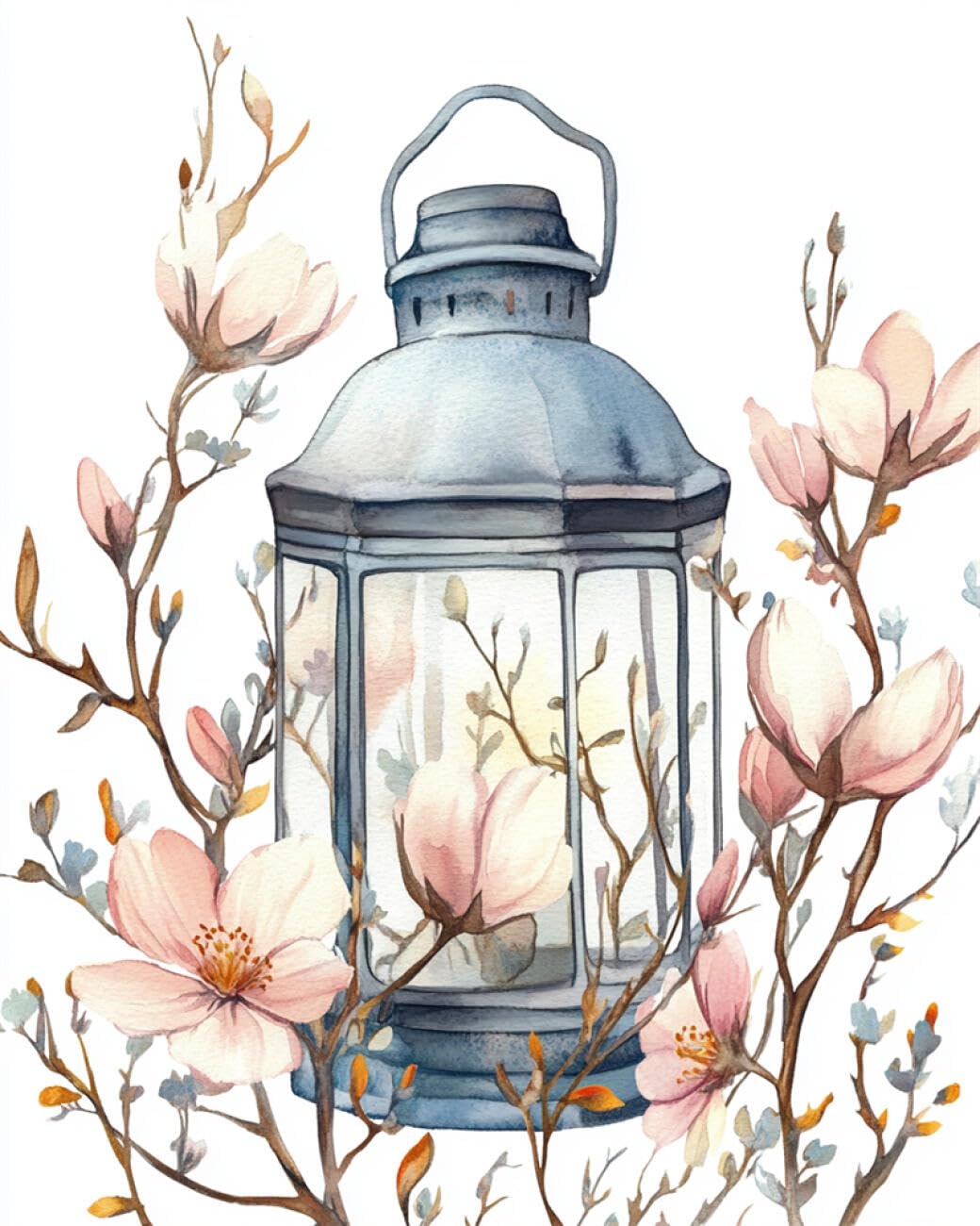 AMBATTERY Diy Kreuzstich-Sets Mit Perlen Aquarelllaternen Und Blumen Perlenstickerei-Set Für Erwachsene,Nadelspitze,Wandteppich Diy Seed Bead Embroidery Kits 60x80cm