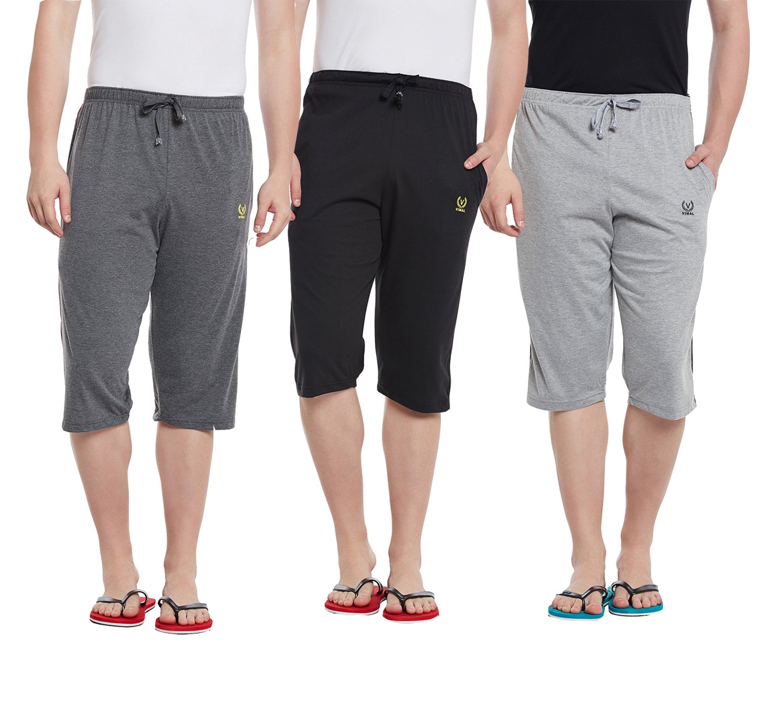mack jonney Men Cotton Slim Fit Capris-3/4Ths(Pack of 3) (C2An_C2Bl_C2Ml_003-P)-picture-46