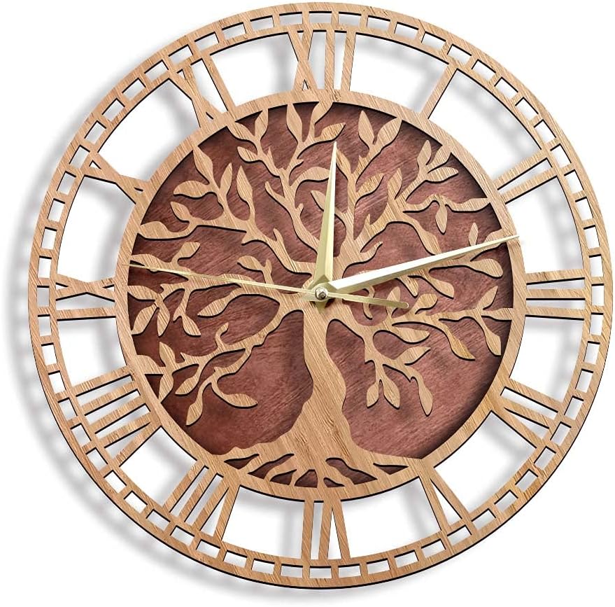 Amazon.com: The Geeky Days Tree of Life Laser Cut Wooden Wall Clock ...