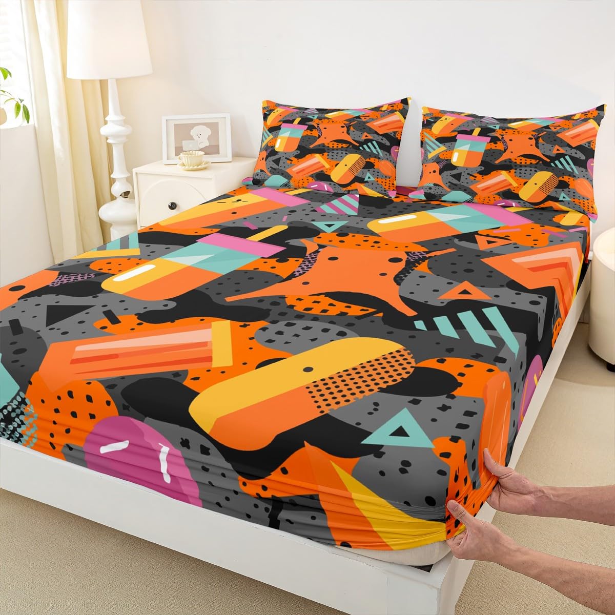 Amazon.com: 80s 90S Fashion Style Sheet Set Twin Size,Retro