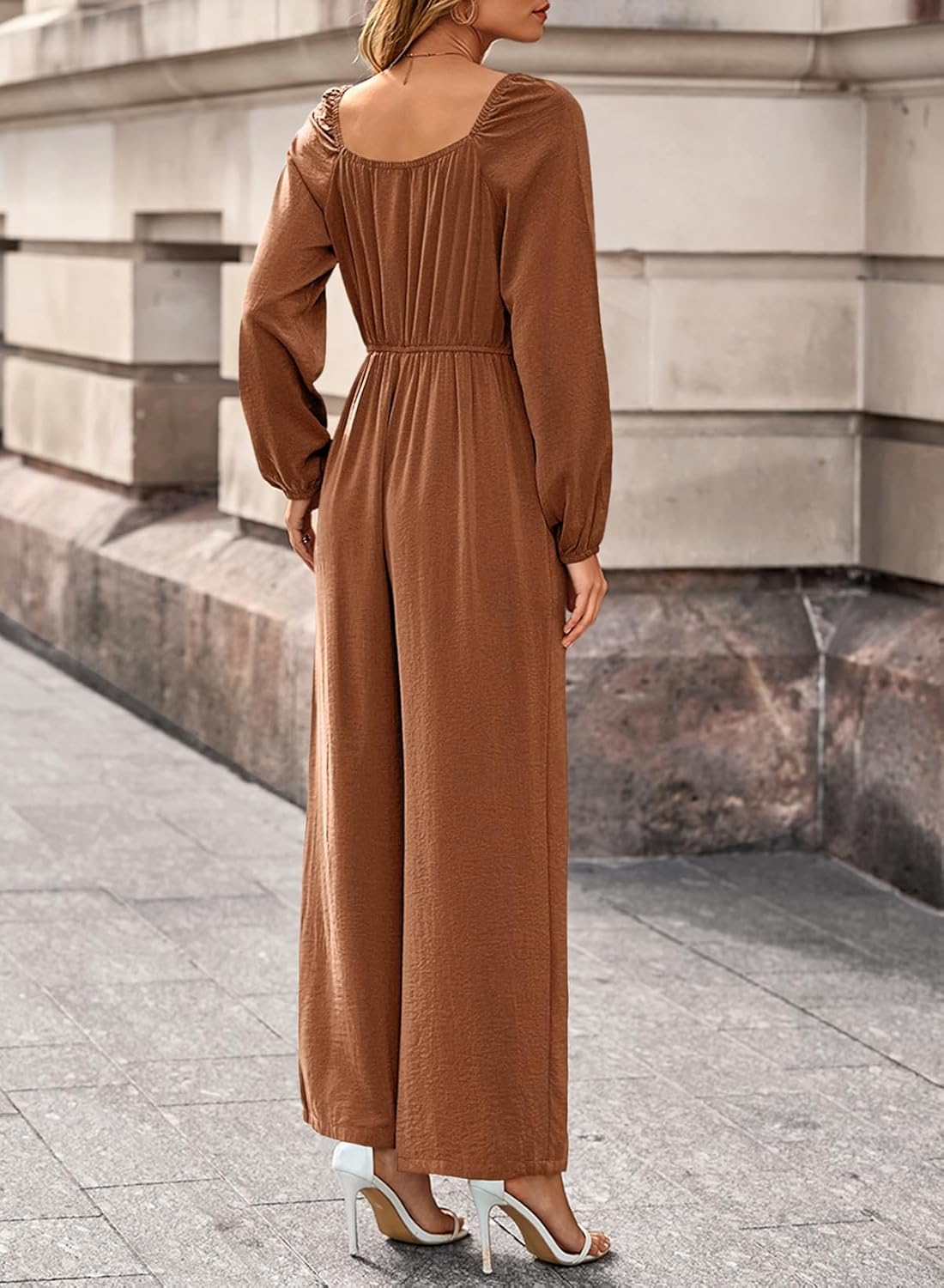 Dokotoo Women's Casual Loose Overalls Jumpsuits One Piece Long Sleeve Wide Leg Pant Rompers With Pockets - Image 6