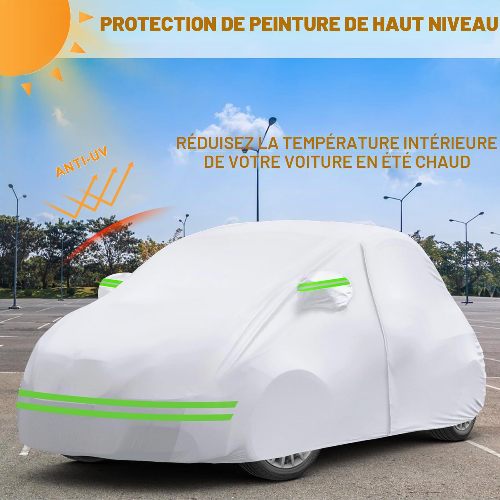 Housse de voiture, de rechange, pour VW Beetle 1960-1980, réfléchissante, toutes saisons, avec fermeture éclair et sangle coupe-vent, convient pour toutes les saisons