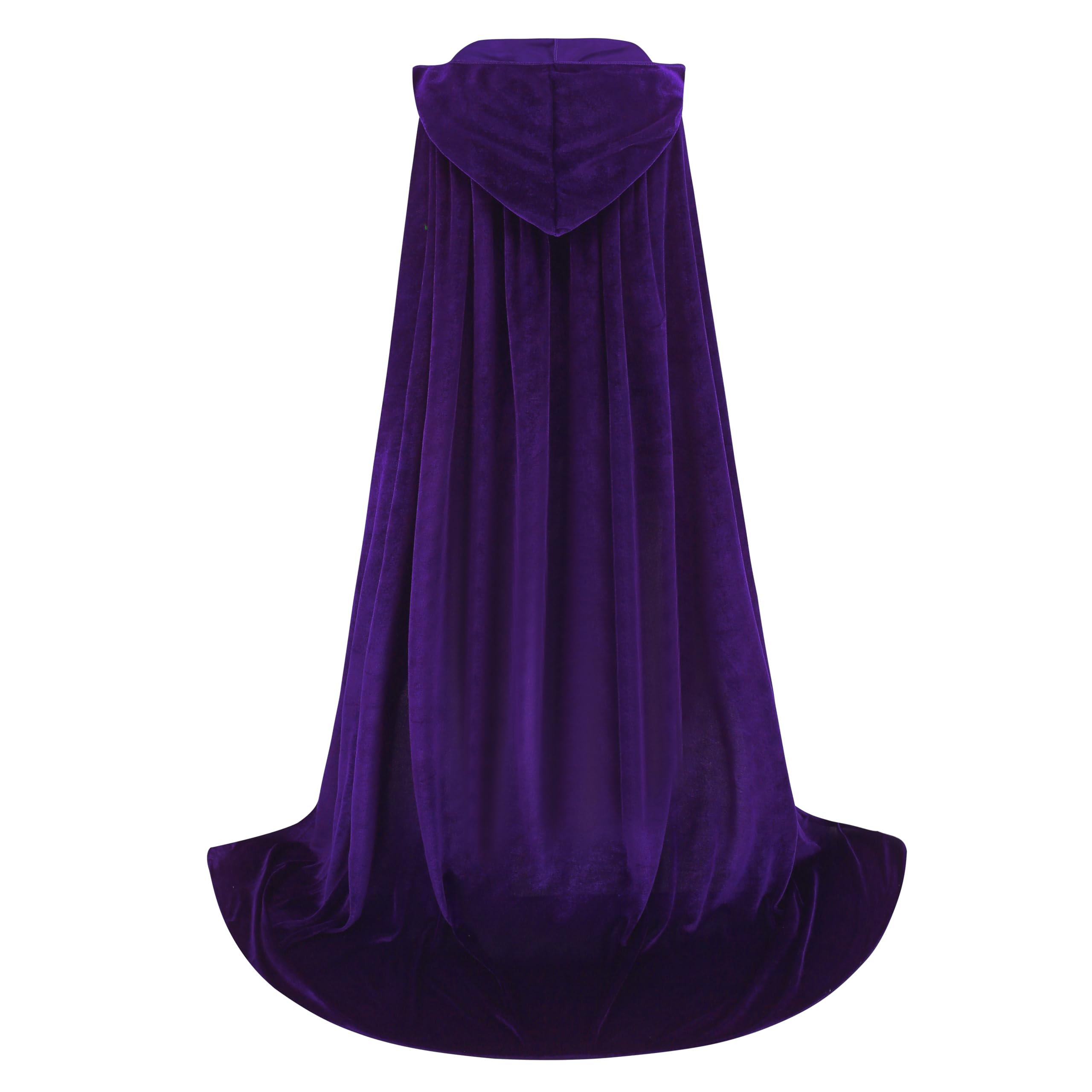 DELIVESS Velvet Hooded Cloak Purple Cape with Hood Men Halloween Raven Cosplay Witch Adult Women(150CM/59, Dark Purple) - Image 4