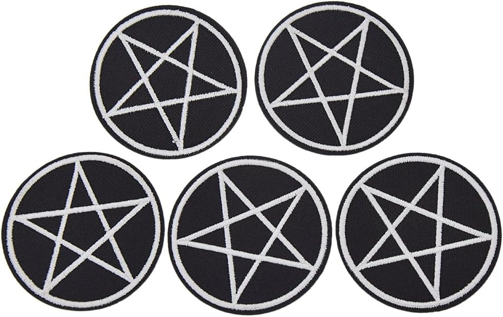 Hongma5pcs Patches Patch Embroidered Embroidery Applique Pentagram Star Gothic Sew Iron On Patch Decor for DIY Crafts Dress Hat Bag
