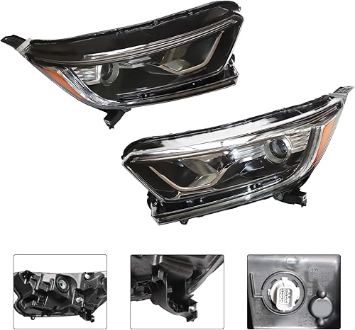 Miniatura 6 de CNCEST Par de faros delanteros halógenos LED DRL  Carcasa Balck lente transparente  Ajuste directo  Para Honda CRV 2017 2018 2019 2020 2021