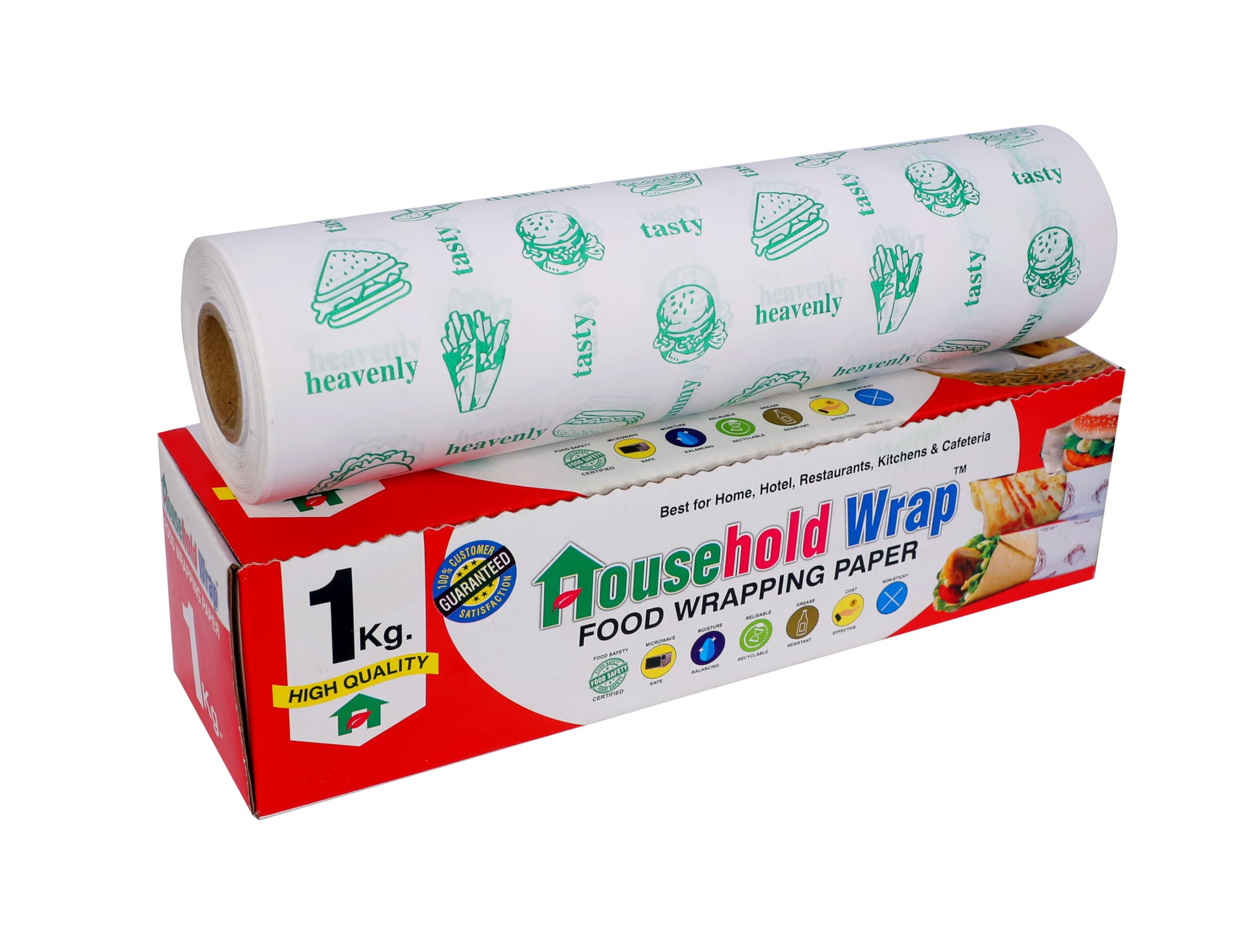 Household Wrap | 1Kg Butter Paper Roll - Premium Non-Stick Butter Wrapping Paper. for Roti & Lunch Packing | Oven Safe Parchment