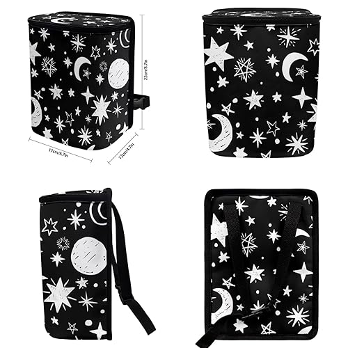 Miniatura 7 de Annejudy Moon and Star - Bote de basura para automóvil con tapa, accesorios para automóvil, a prueba de fugas, bolsa de basura para colgar