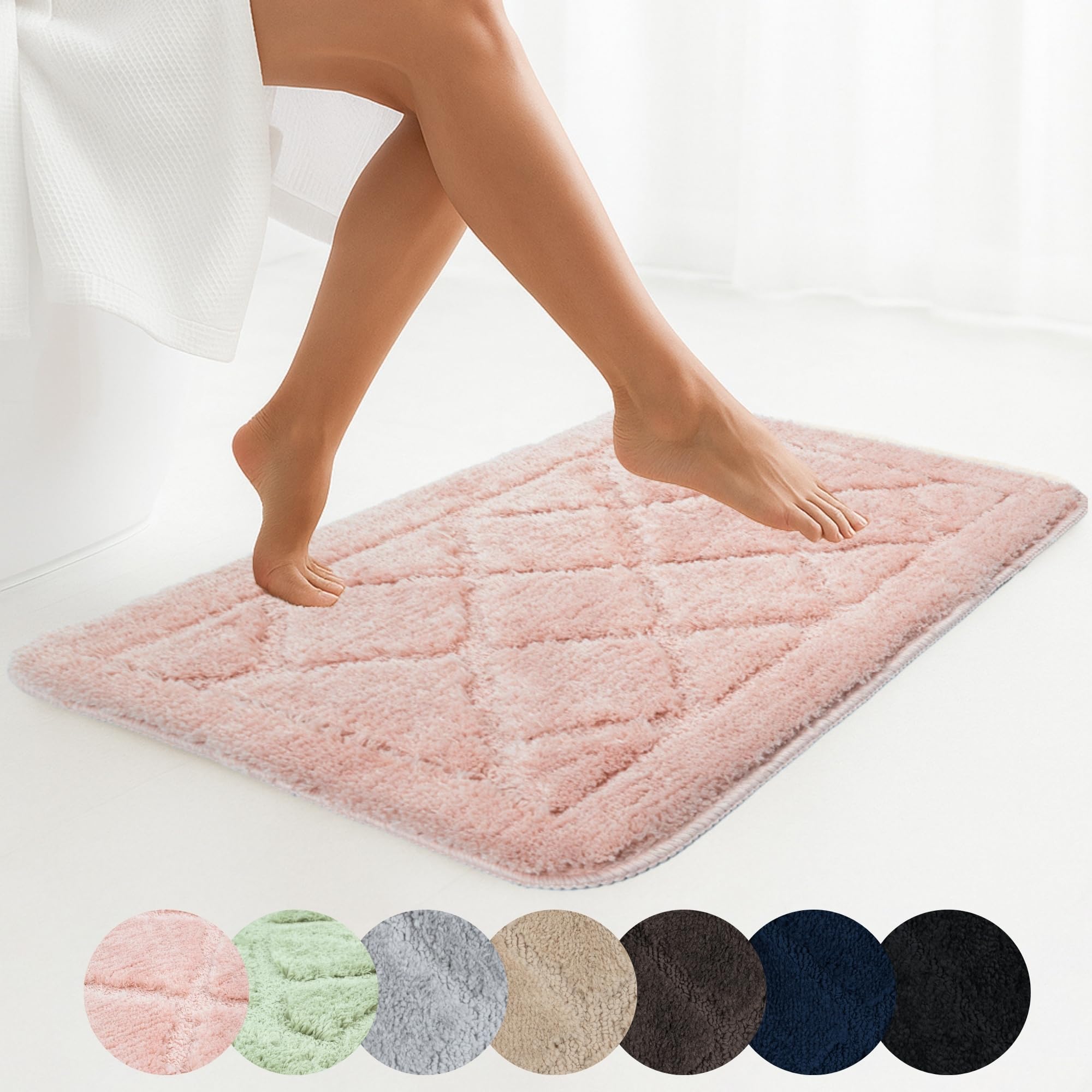 Badematte Soft – Badteppich Weich Flauschig – Rutschfester Badezimmerteppich – Angenehm im Griff – Leicht zu Reinigen – Waschmaschinengeeignet - Badematten - Teppish - 60x100 cm Rosa