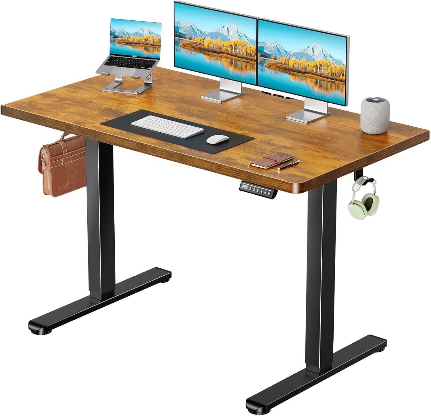 electric standing desk with one-piece desktop48 x 30 inch height adjustable office gaming computer desk with tabletop home office stand up desk with 4 memory presets table for bedroom2 packages