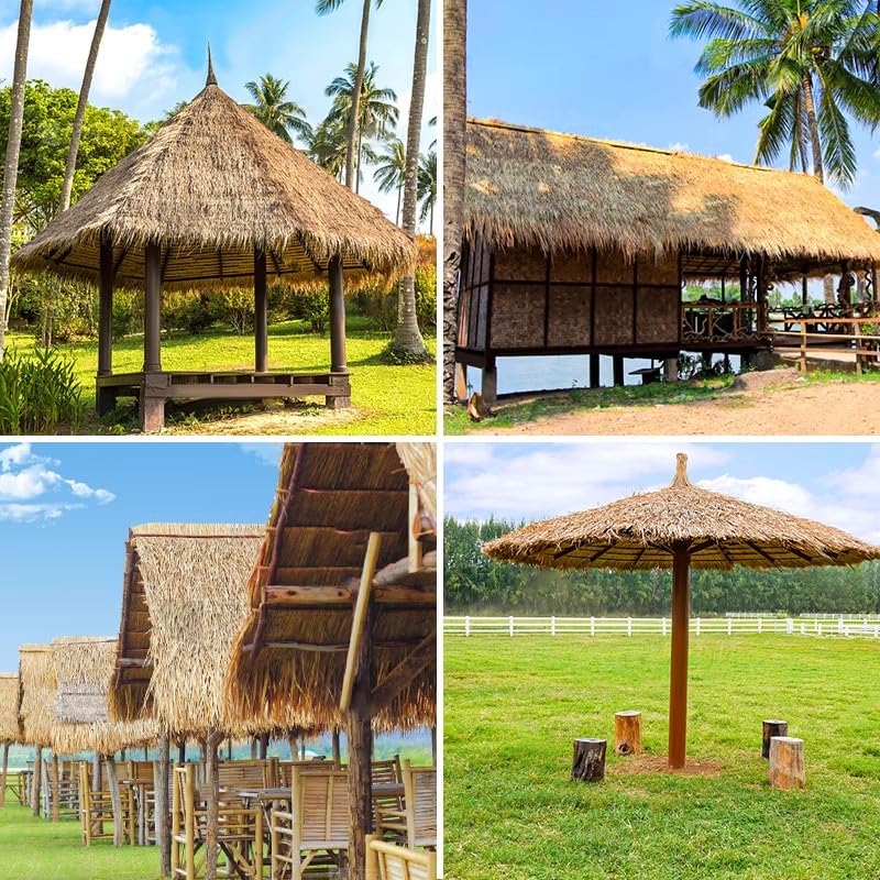 Paja de palma Tiki para barra de bar exterior y decoración tropical en vallas de jardín de 10m 5