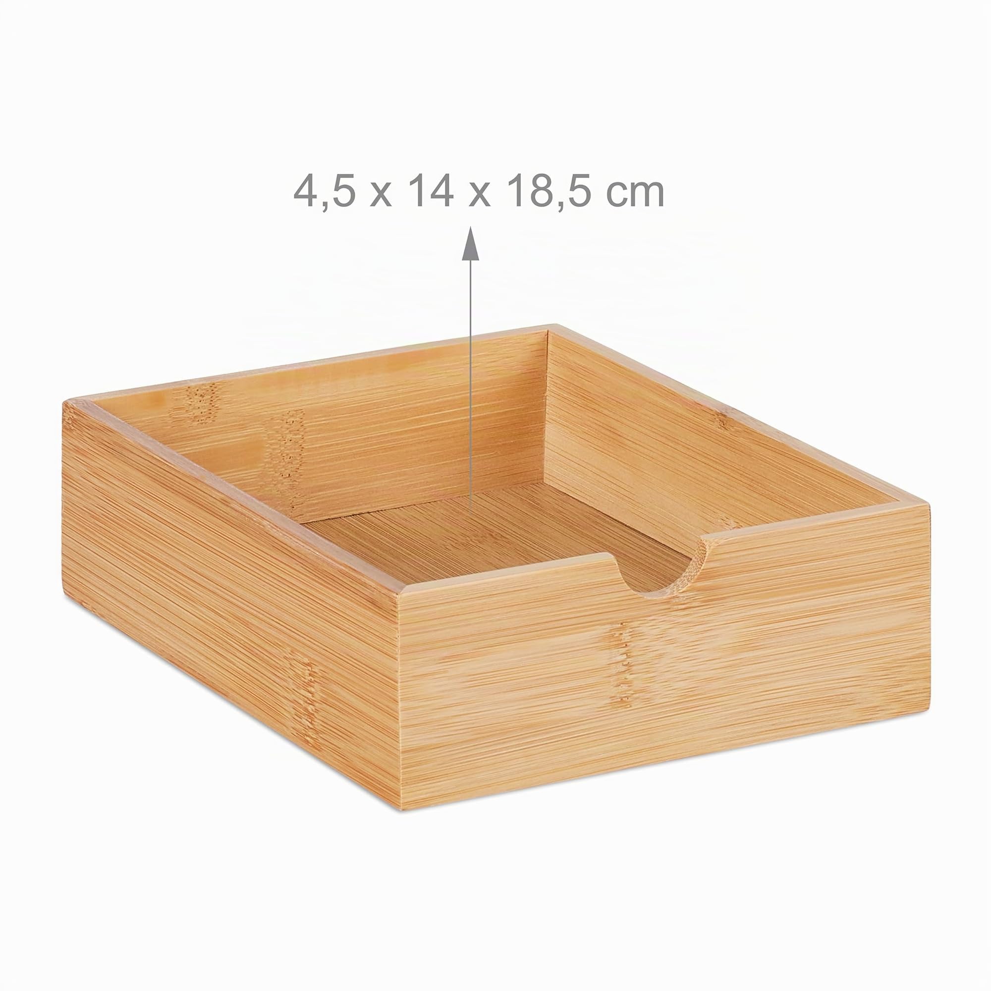 Relaxdays Organizador Escritorio, 4 Cajones, Almacenamiento Material Oficina, Bambú y MDF, 14x33x21cm, Natural y Blanco