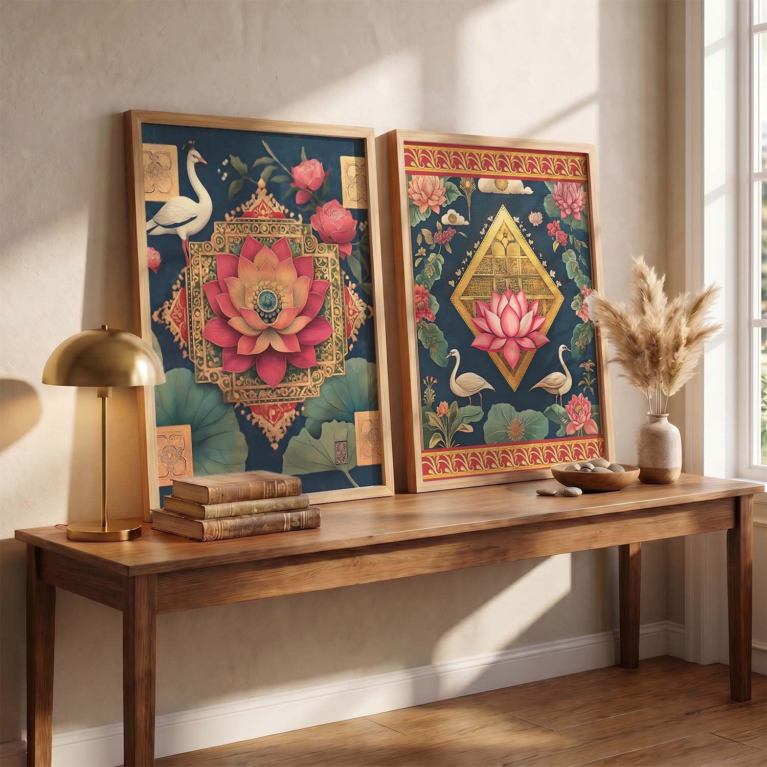 Lotus Wall Art Paintings - Floral Indian Decor -1