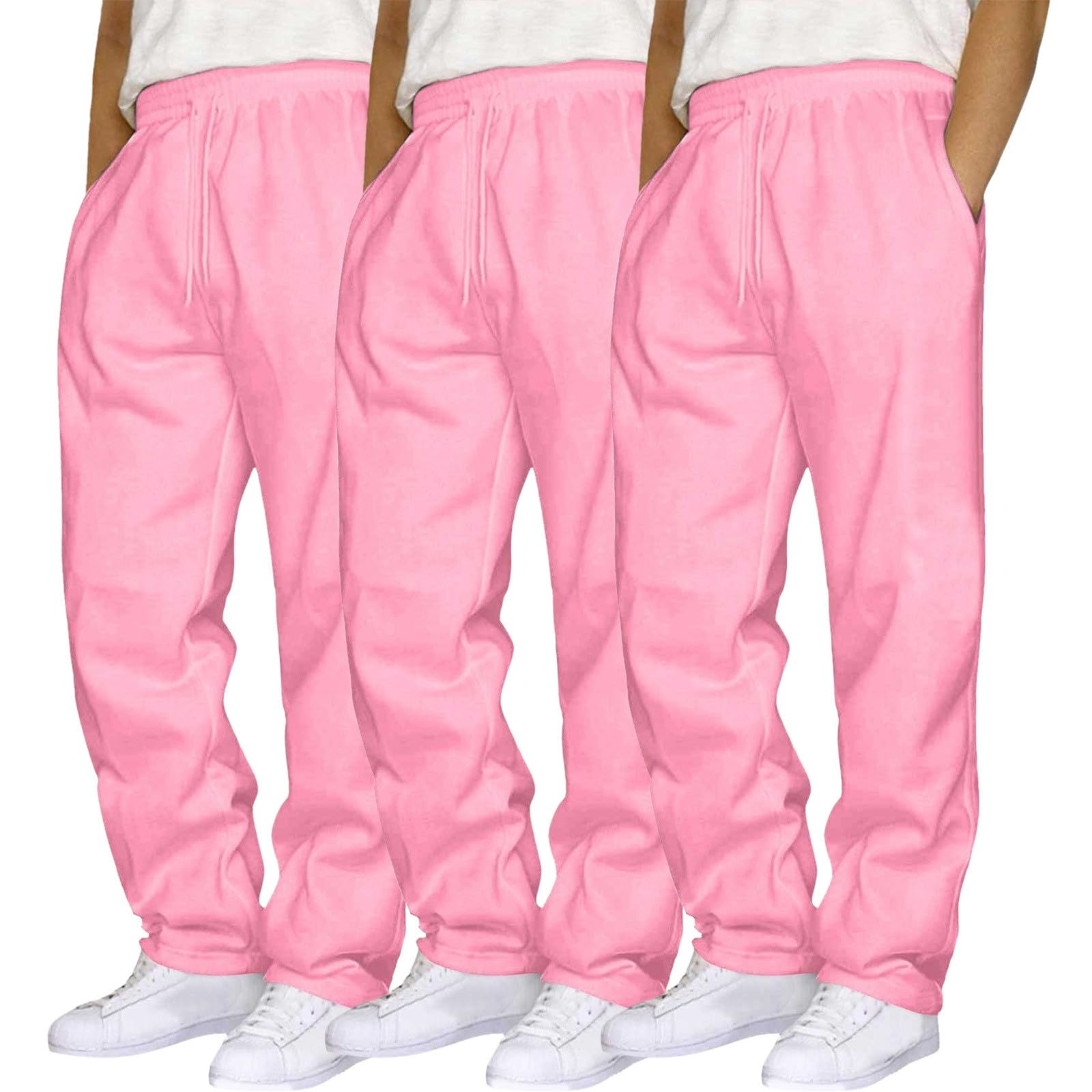 Pantalones de hombre Hip Hop Pantalones casuales de chándal monocolor con puños para cordones y bolsillo, TLG