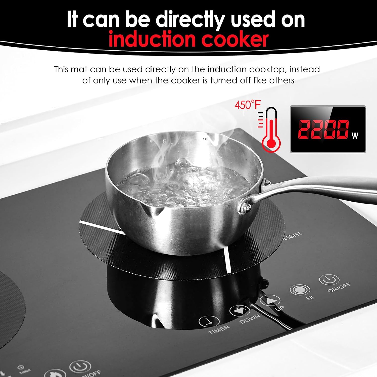Induction Cooktop Protector Silicone Mat Hob Cover 5‑Pack, Black