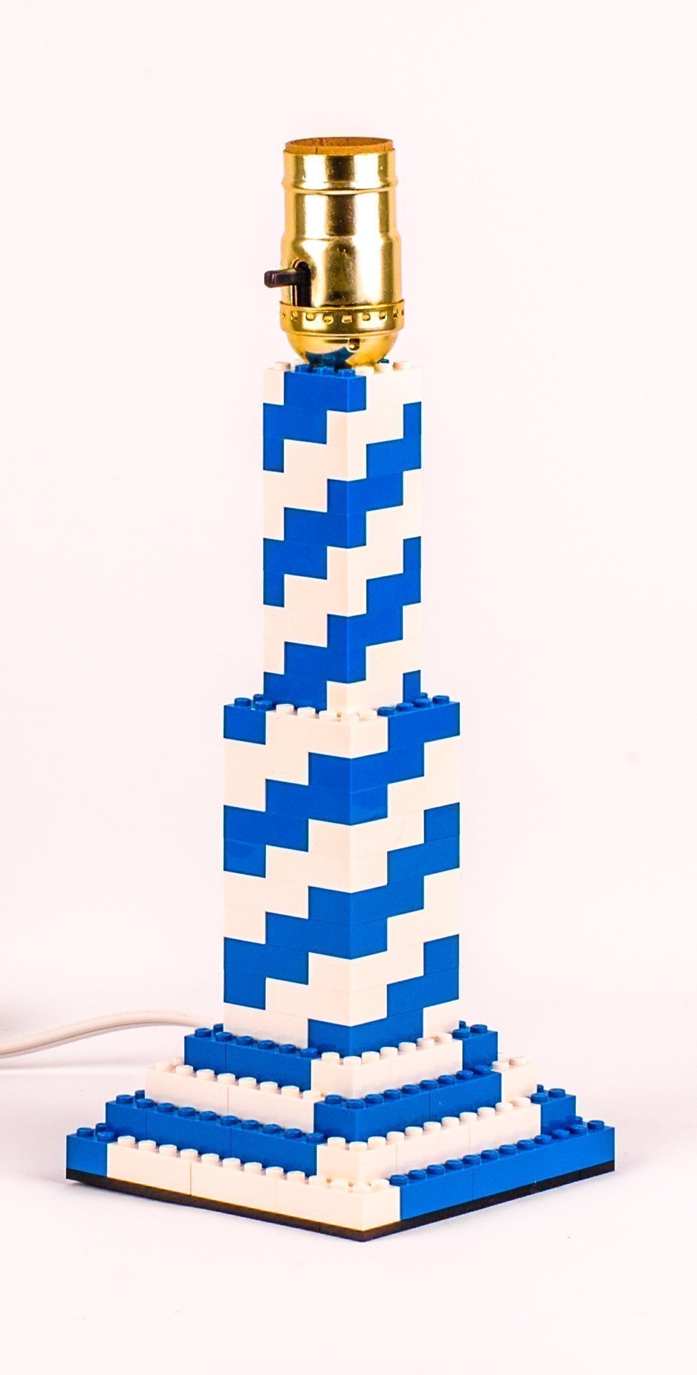 Blue and White Spiral Candlestick Lamp