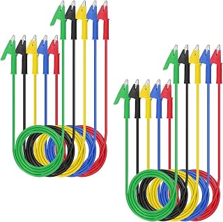 UMLIFE 10PCS Dual Ended Alligator Clips Test Leads Set, 15A Test Lead Wire Cable with Insulators Clips Test Flexible Copper Cable for Electrical Testing (3.3ft/1m)