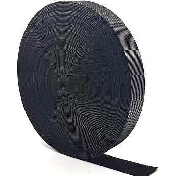 Cable Ties Resealable Tape Roll 20 m x 2 cm Wide Cable Management Cable Organiser Cable Tie Tape for Sewing Can Be Cut to Size Black