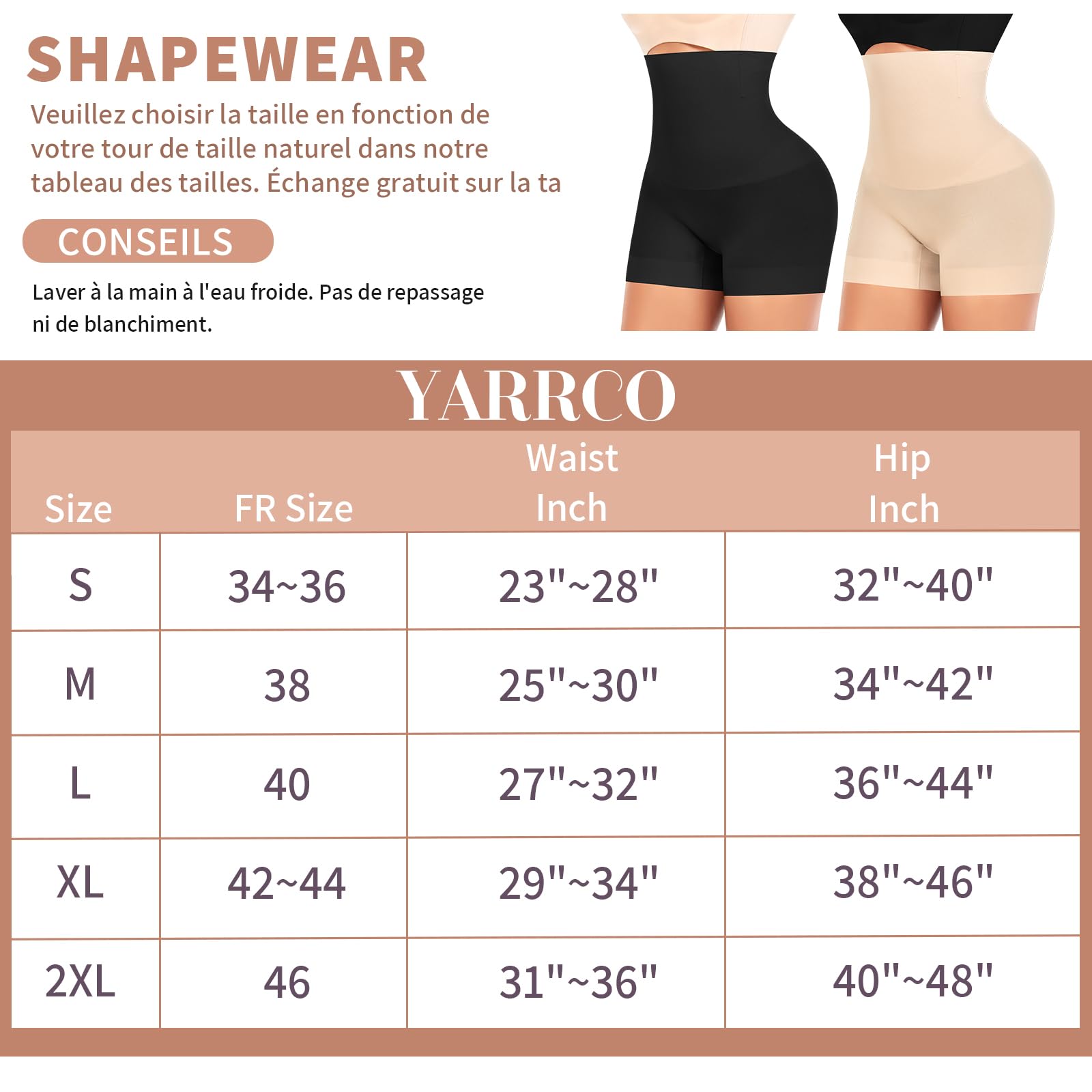 YARRCO Short Gainant Femme Ventre Plat Invisible 431-M ngngngng 123456789