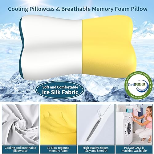 Miniatura 2 de Almohada cervical para el cuello para aliviar el dolor, almohadas de espuma viscoelástica de contorno para dormir, almohada ergonómica, almohada